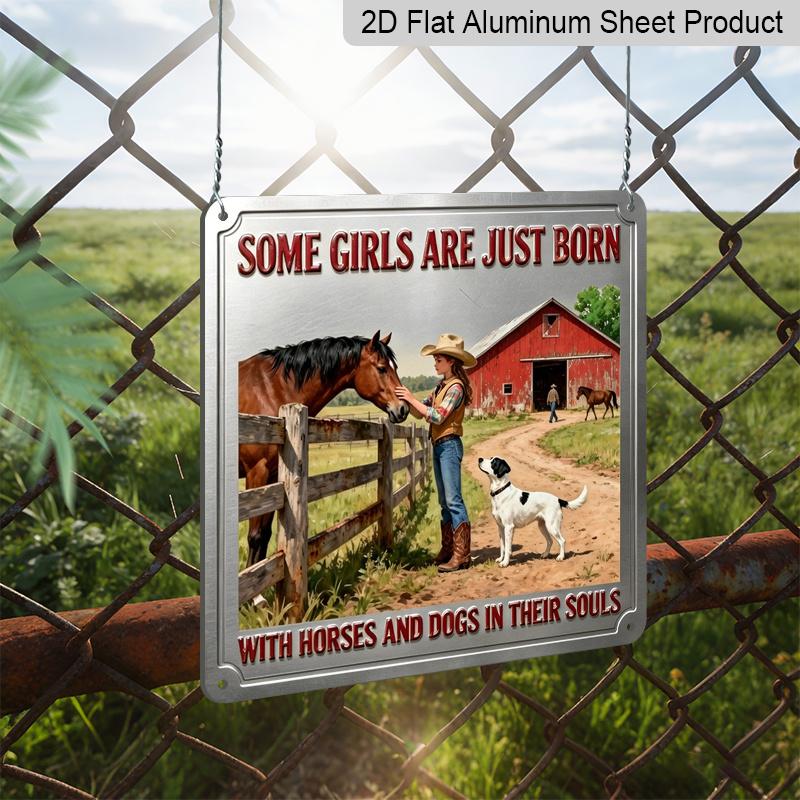 2D Flat - 1pc, Vintage Metal Aluminum Decorative Sign, Farm Girl Country Life, Retro Wall Decor, Home Decoration Suitable for Living Rooms, Farmhouse