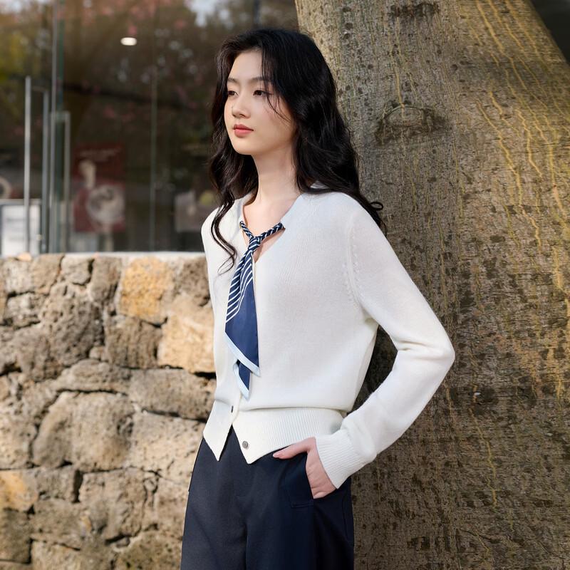 Women's Striped V-Neck Knit Cardigan