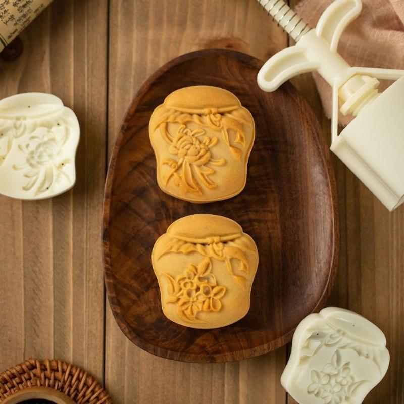 Chinese Pastries Cookie Stamp Hand Pressed Mooncakes Mold Bean Pastes Cake Molds Dessert Moulds for Cooking Lover