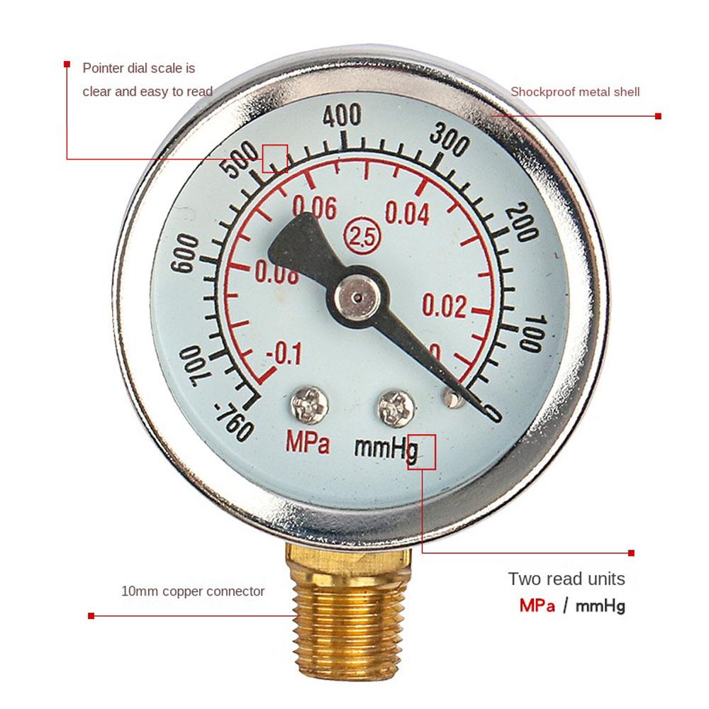 Vacuum Gauge 1/8 Inch Threaded Interface Vacuum Pressure Meter for Air Pump Oil Water Separator Filter Pneumatic Tools