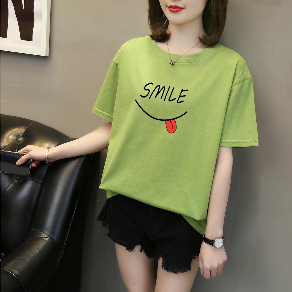 Harajuku funny letter print Short Sleeve T-shirts Women Summer pure cotton Casual loose student T Shirt Women's Y2k Tops