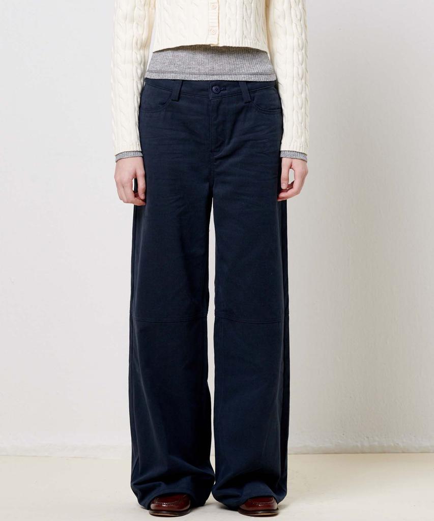 PLAC WOMEN New Preppy Semi-Wide Pants Navy