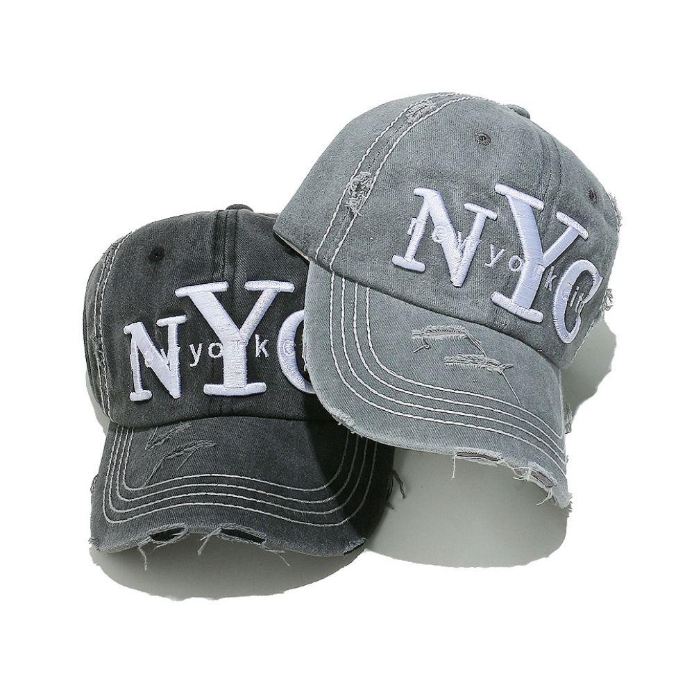NYC Letter Baseball Hat Hole Sun Hat Versatile Embroidery Baseball Cap  Spring Summer