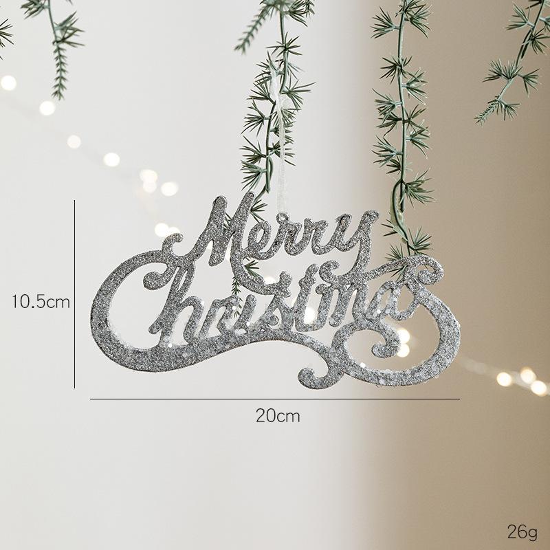 Christmas Merry Hanging Decoration Plastic Red Gold Glitter Hanging Sign Christmas Doorway Garden Store Hanging Text Ornaments