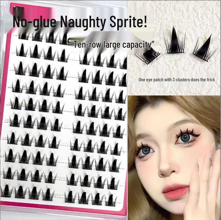 Ying Lier Natural Cluster Fox-Eye Eyelashes - Beginner-Friendly and Glue-Free