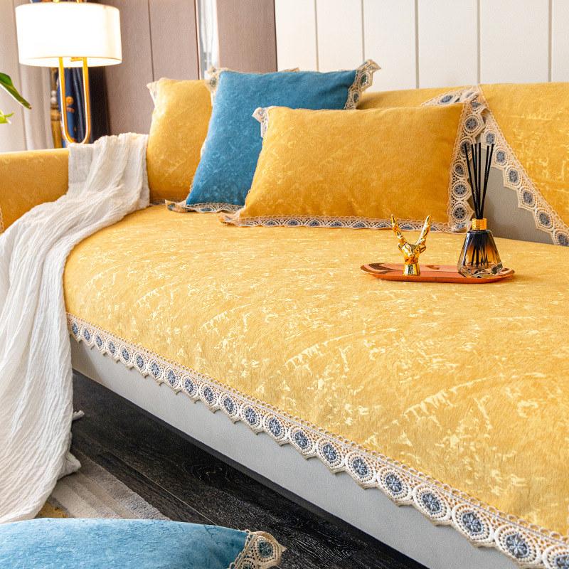 Lace Chenille Textured Sofa Covers for Living Room 3 Seats Luxury Couch Slipcover L Shape Chair Loveseat Cover Non-slip