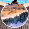 Winter Snow Landscape Round Beach Towel, Microfiber Soft Shawl Beach Blanket, Absorbent Quick Dry Portable Pool Towel Picnic Mat