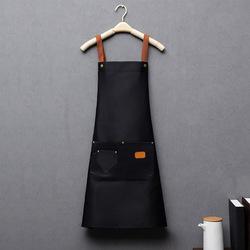 Waterproof Kitchen Apron with Adjustable Cross Straps, Professional Work Apron for Restaurant , Unisex Cooking Apron for Home OneSize чёрный