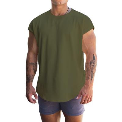 New T-shirt Men Loose Solid Color Casual Men Plus Size Sports Crewneck T-shirt Vest Men