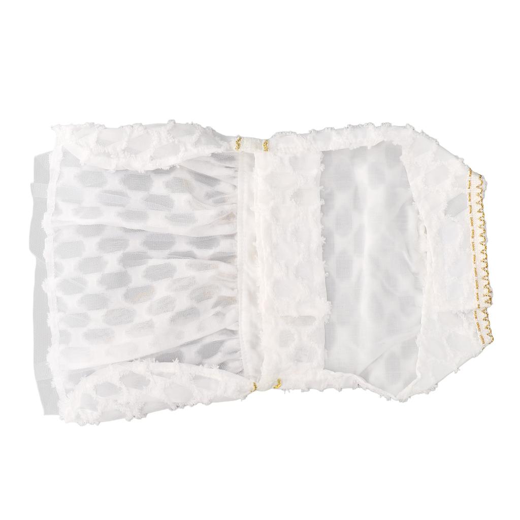 Princess Dog Dress Cute Soft Elastic Lightweight Breathable Puppy Bow Dress for Pet Outfits White