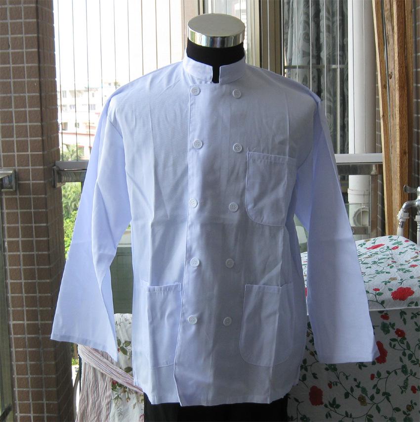 

Black Edge Long Sleeve Three-Pocket Polyester Cotton Kitchen Workwear with Embroiderable Button. XXXL