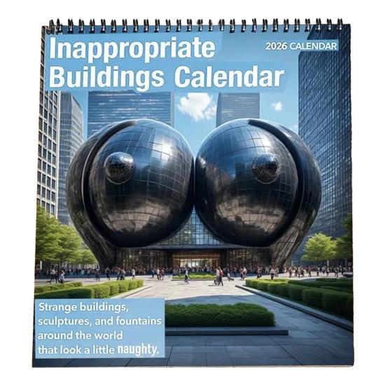 Funny Building 2026 Calendar Jan. 2026 - Dec. 2026 12 Monthly Planner White Elephant Gag Gifts for Home Office Wall Decor