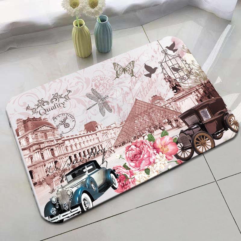 Retro Rural Style Floor Mat Entrance Mat Bathroom Door Mat Absorbent Carpet Living Room Coffee Table Mat