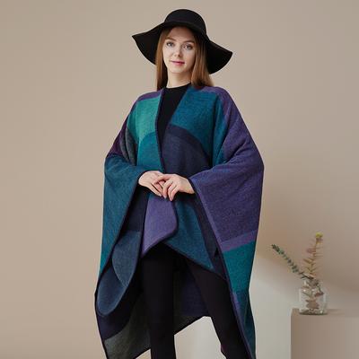 Double-Sided Plaid Office Shawl Summer Outer Cape Enlarged Thickened Cape Warm Scarf