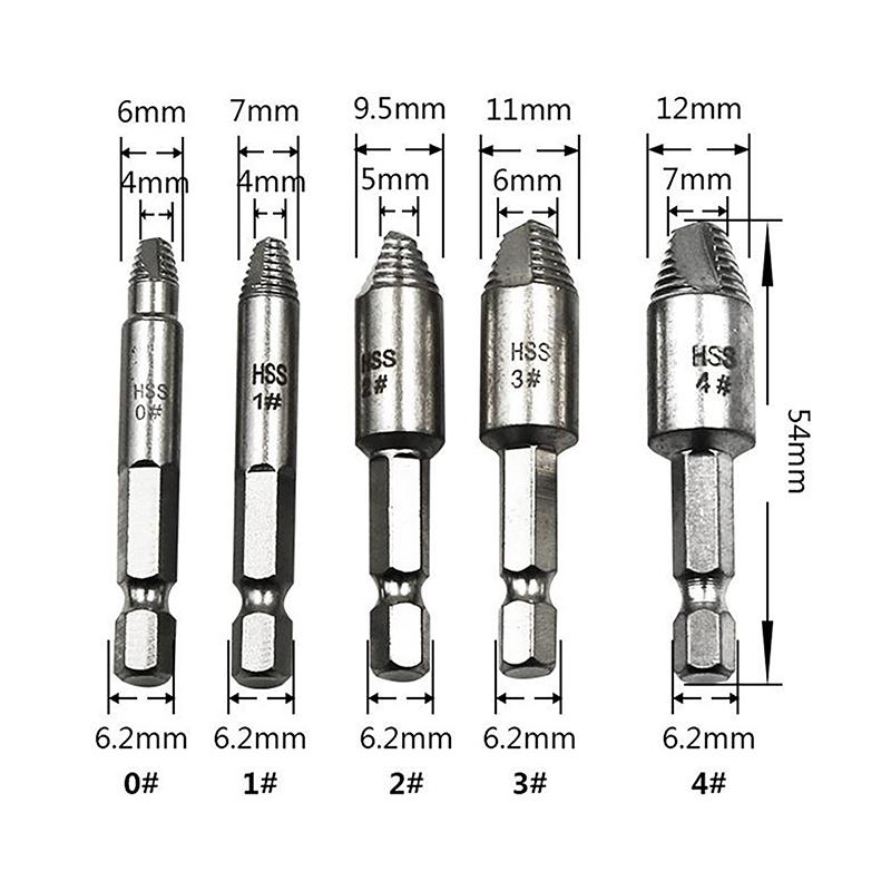 4/5 Stück Mehrzahn-Extraktorbohrer Gebrochener Beschädigter Schraubenextraktor Bohrer Speed Out Bolzenextraktor Bolzenbolzenentferner Werkzeuge