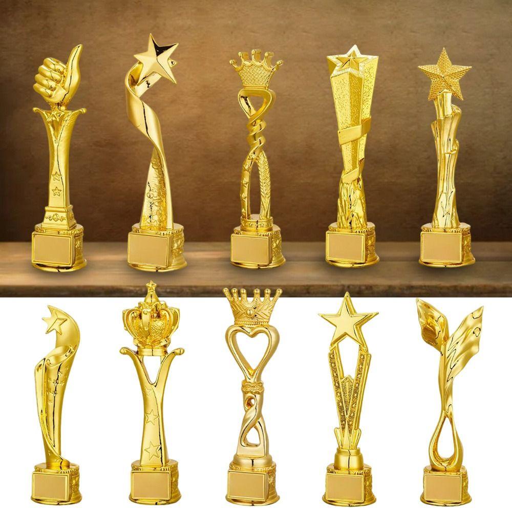 Crown Pentagram Competition Trophy Medal Golden Color Competition Award  Children Award Prize