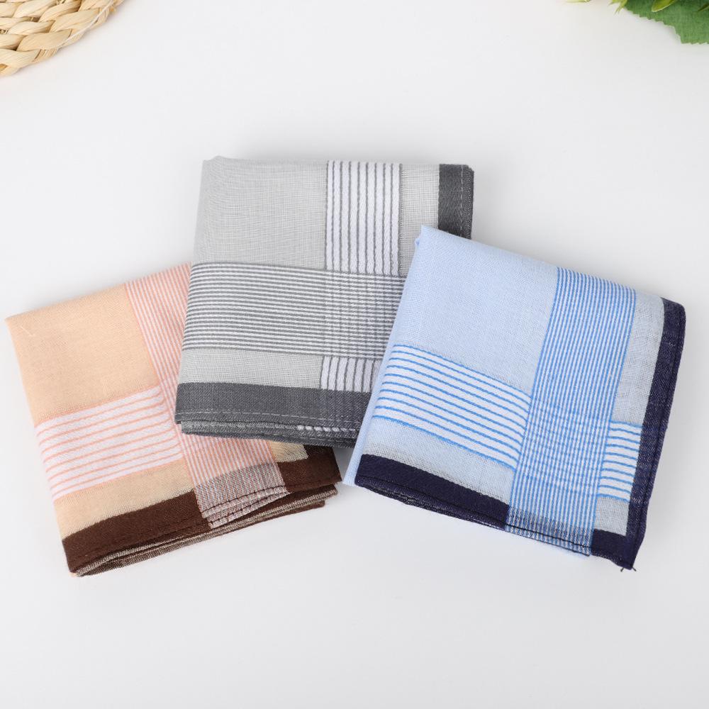 Vintage 40cm Plaid All-Cotton Men's Sweat-Absorbent Handkerchief
