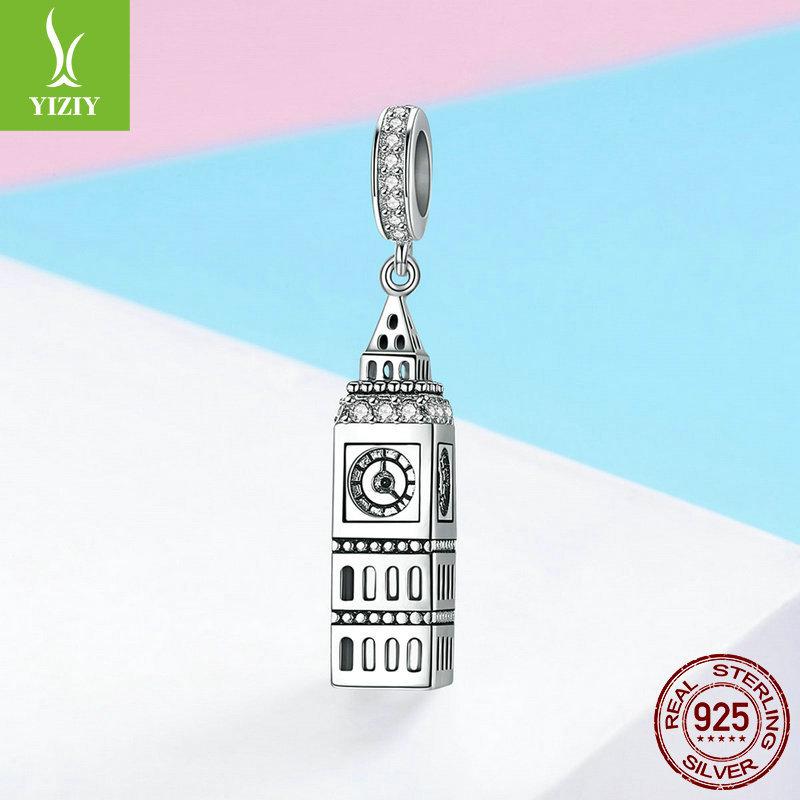 S925 Silver British Big Ben Pendant Ladies Diy Beaded Bracelet Pendant Accessories Scc868