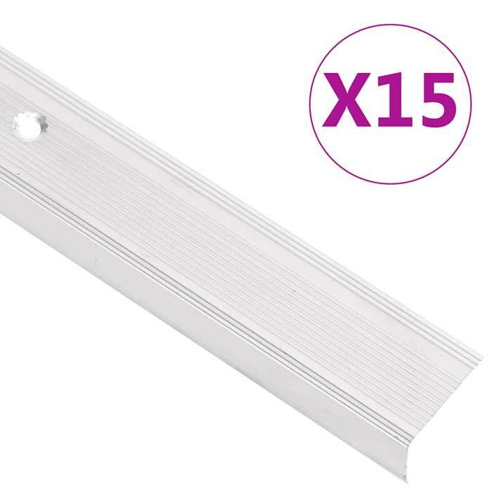 VidaXL Stair Nosing L-shape 15 Pcs Aluminium 100 Cm Silver, Stair Steps, Stair Edges, Stair Profiles, 146756