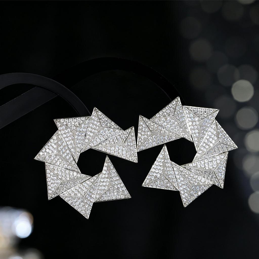 S925 Silver Inlaid Zirconia Earrings: Trendy, Luxurious Ear Drops