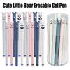 Cute Little Bear Erasable Gel Pen Set with Bottle 0.5mm Black Blue Magic Ink Washable Handle School Office Supplies Stationery