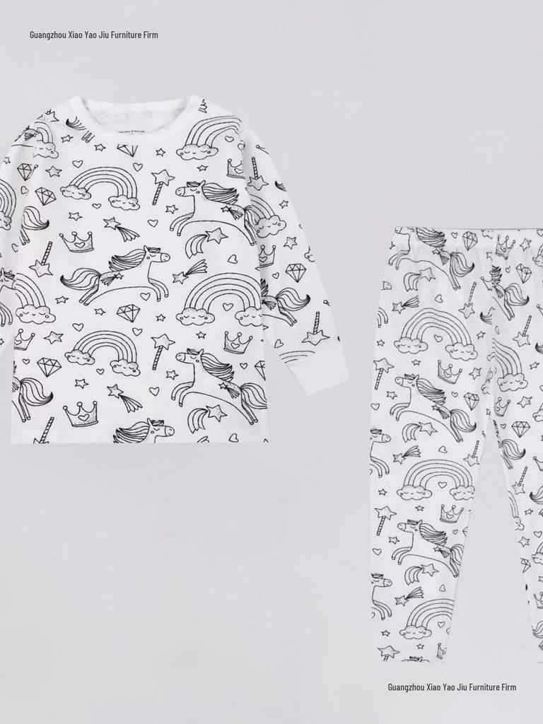 2026 Herbst Mädchen bedrucktes Rundhals-Langarm-Pullover-Set