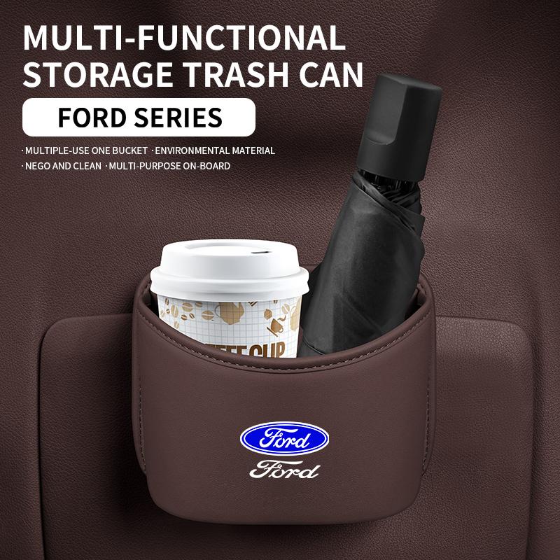 BBBK3 For Ford Mondeo Focus Explorer Escape Kuga Everest Bronco F-150 Ranger Transit Car Leather Storage Box Garbage Container