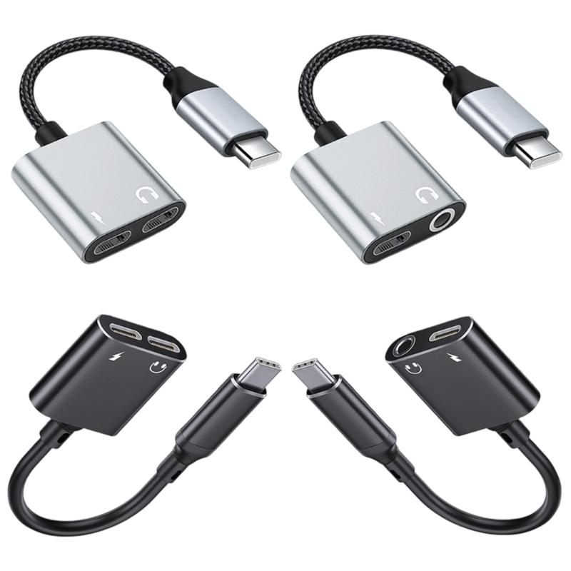Travel 2 in 1 Type C to 3.5mm Charging Converter Adapter Cable Wire HiFi Sound Transmission For Digital Gadget