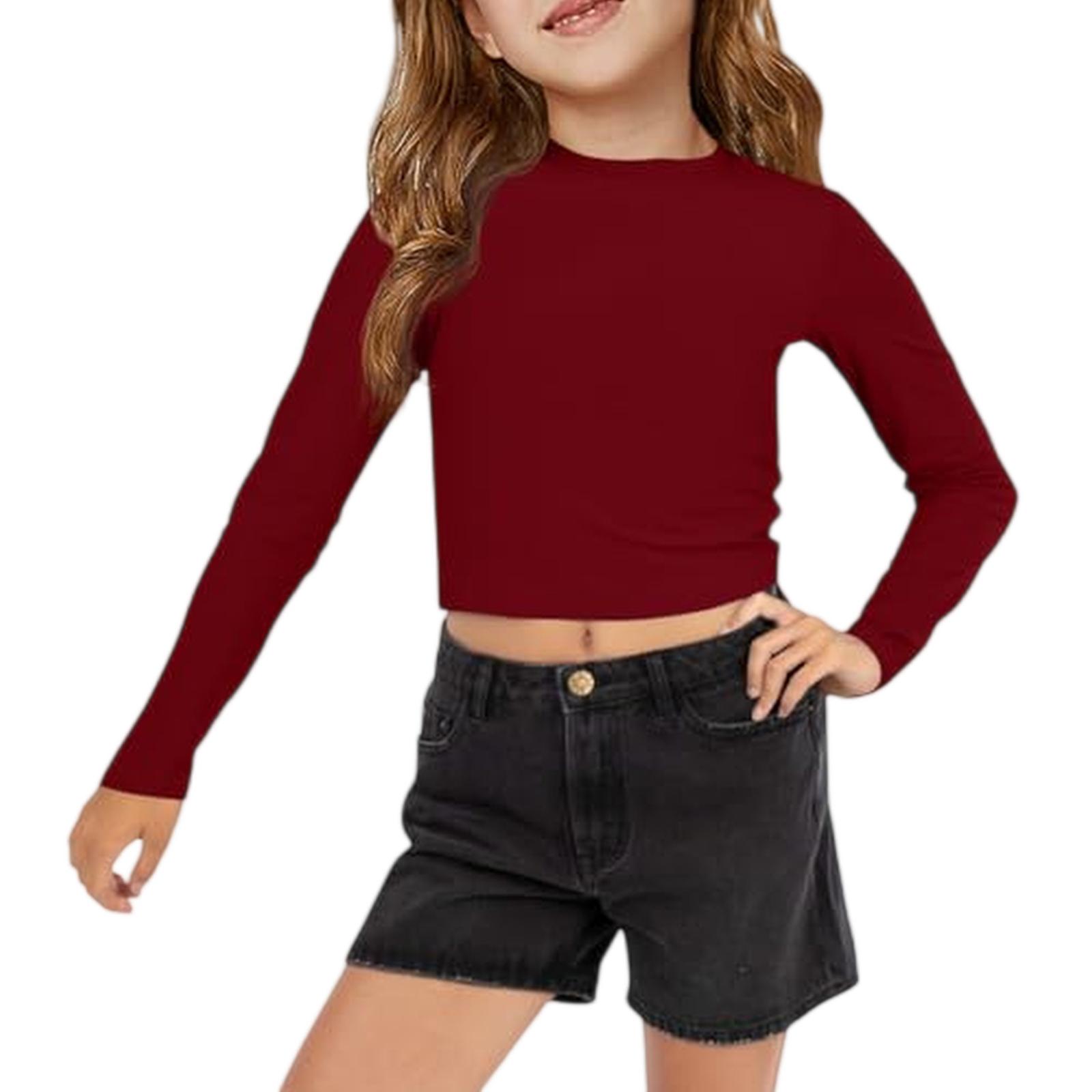 Durable Kinder Crop Tops Meisjes Lange Mouw T-shirts Modieuze Top 120