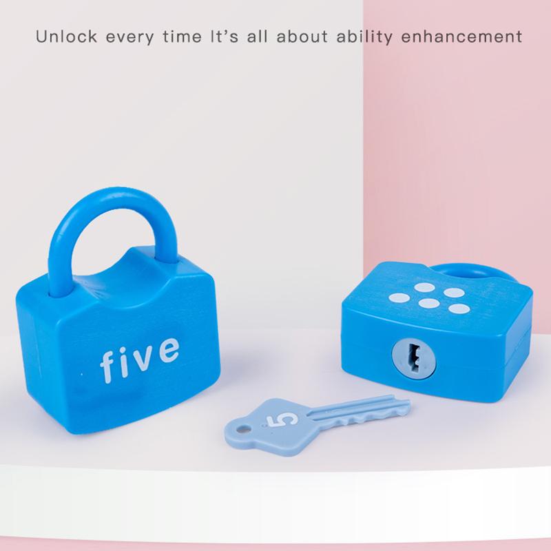 10Pcs Kids Alphabet Lock Key Toy Set Car Locks Montessori Educational Number Matching Homeschool Math Toys Baby Word Cognition