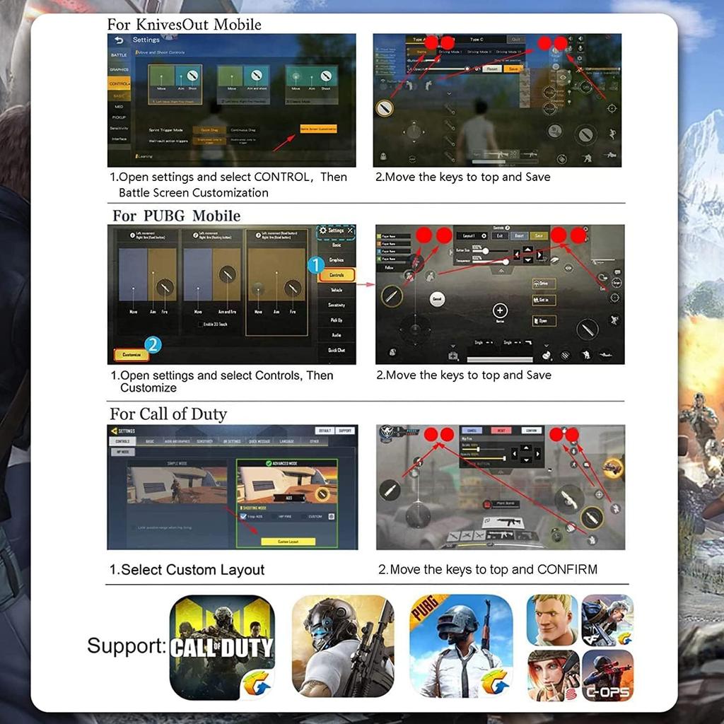 13 In 1 PUBG Mobile Triggers Combo, L2R2 4 Triggers Mobile Phone Controller for PUBG/Fortnite/Call of Duty/Rules of Survival