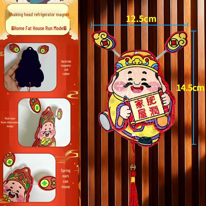 Three-Dimensional God of Wealth Magnet: Festive New Year Decoration for Potted Plants & Living Rooms