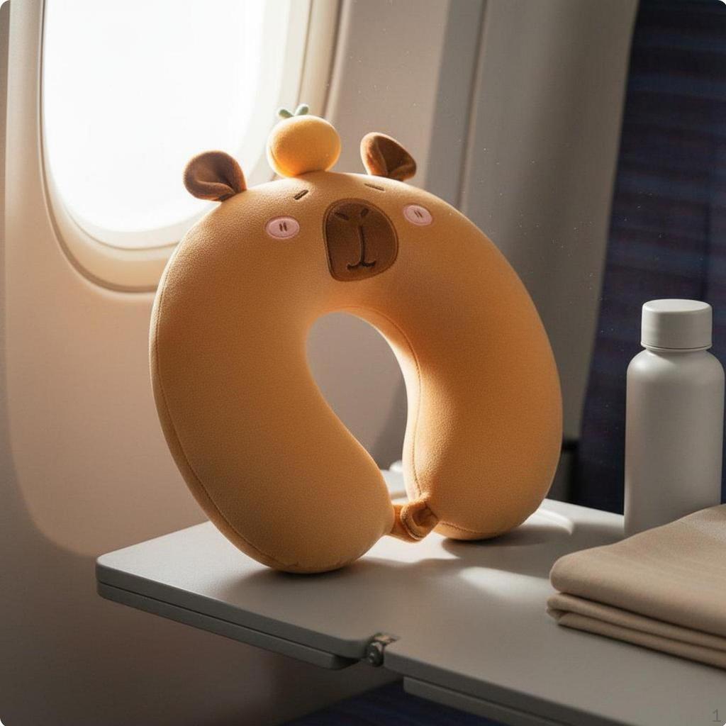 Capybara Neck Pillow Portable and Lightweight UShaped Travel Soft Cushion Material