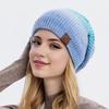 Women Winter Knitted Hat Thickened Tie Dye Gradient Rainbow Color Warm Anti Slip Windproof High Elasticity Ear Outdoo