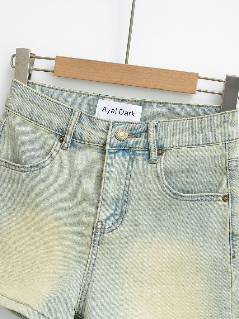 Women's High-Waisted Elastic A-Line American Retro Denim Shorts - Spring & Autumn