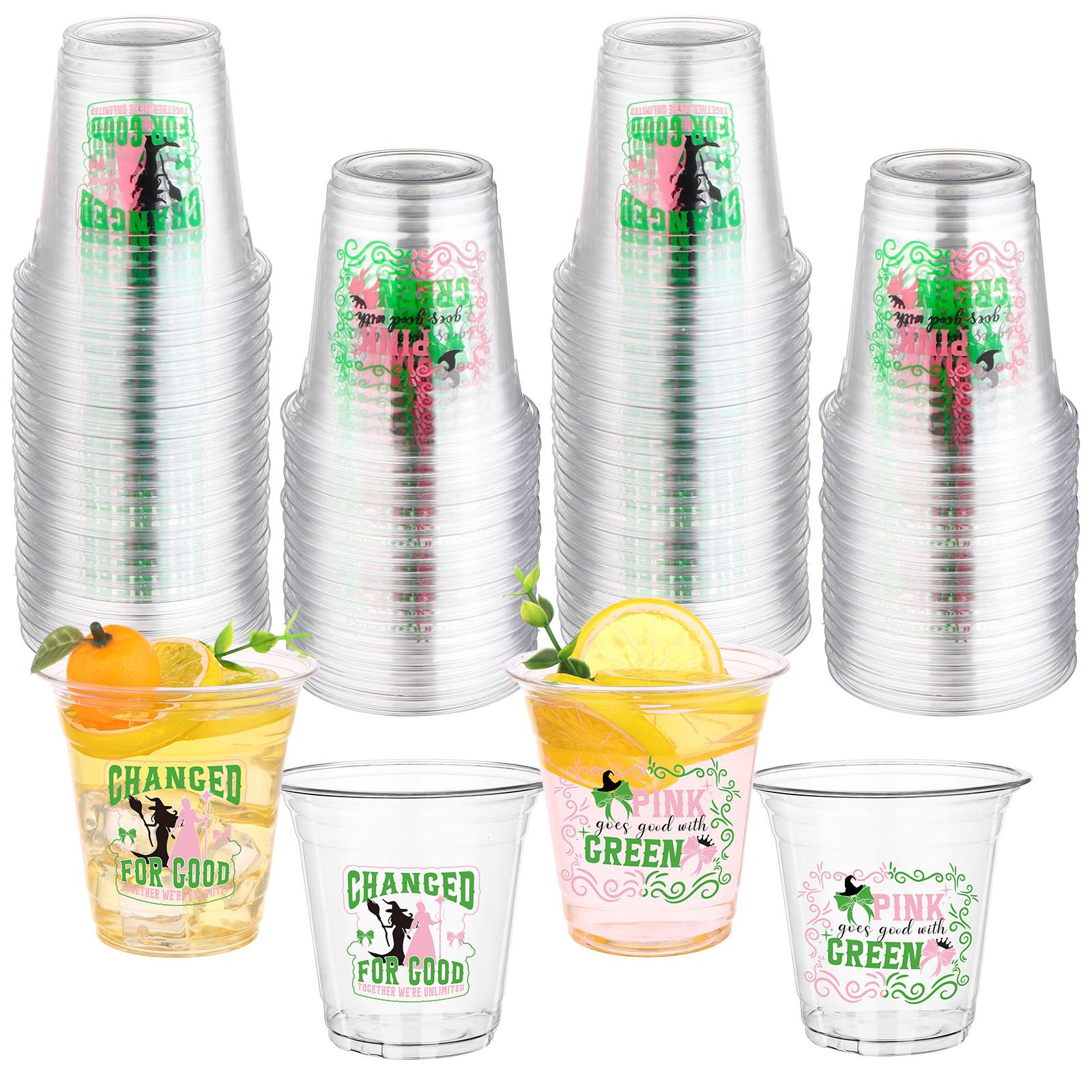 

100 Pcs Magical Wizard Cups Bulk 10 Oz Witch Themed Disposable Plastic Cups Clear Pink And Green Magic Cup Magical Witch Party D зелёный
