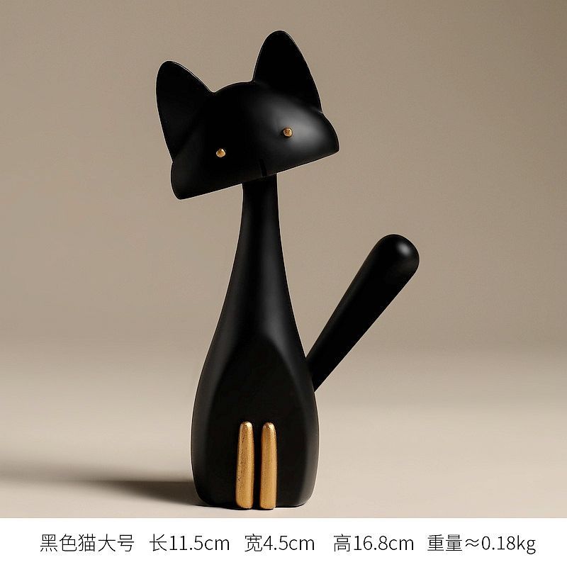 Black Cat DIY Crafts Sweet Cartoon White Cat Model Figurines Decoration Desk Decor Garden Home Office Ornament Miniatures