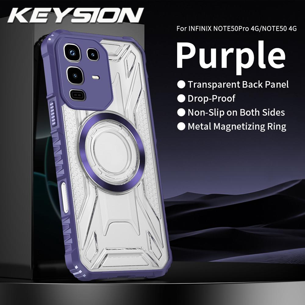 

KEYSION Прозрачный магнитный чехол для Infinix Note 50 Pro 4G Силикон+ПК Сверхпрочный противоударный чехол для телефона для Infinix Note50 4G for Infinix Note 50 Pro 4G фиолетовый