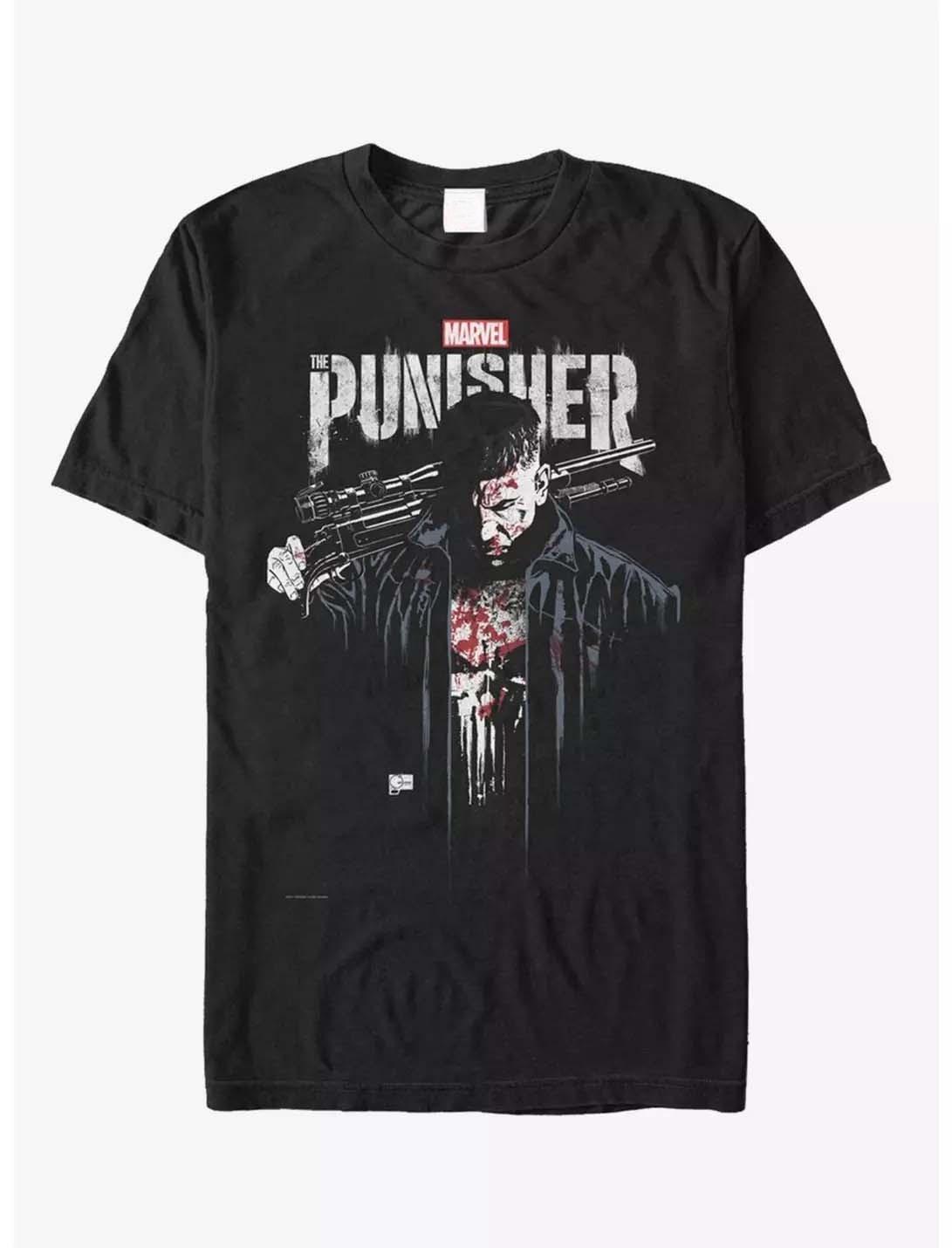 

2026 New Genuine Punisher Punisher Downfall Printed T-Shirt Unisex Short Sleeve Relaxed Plus Size Crew Neck Top 4XL