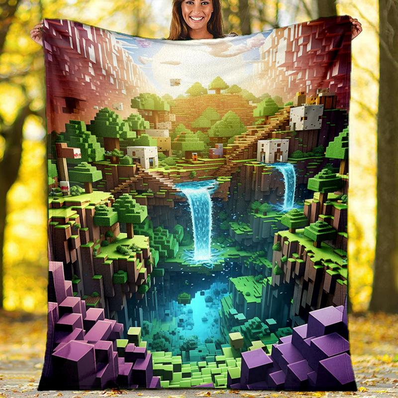 Fairy Cliff House Fleece Blanket, Fantasy Cottage Throw