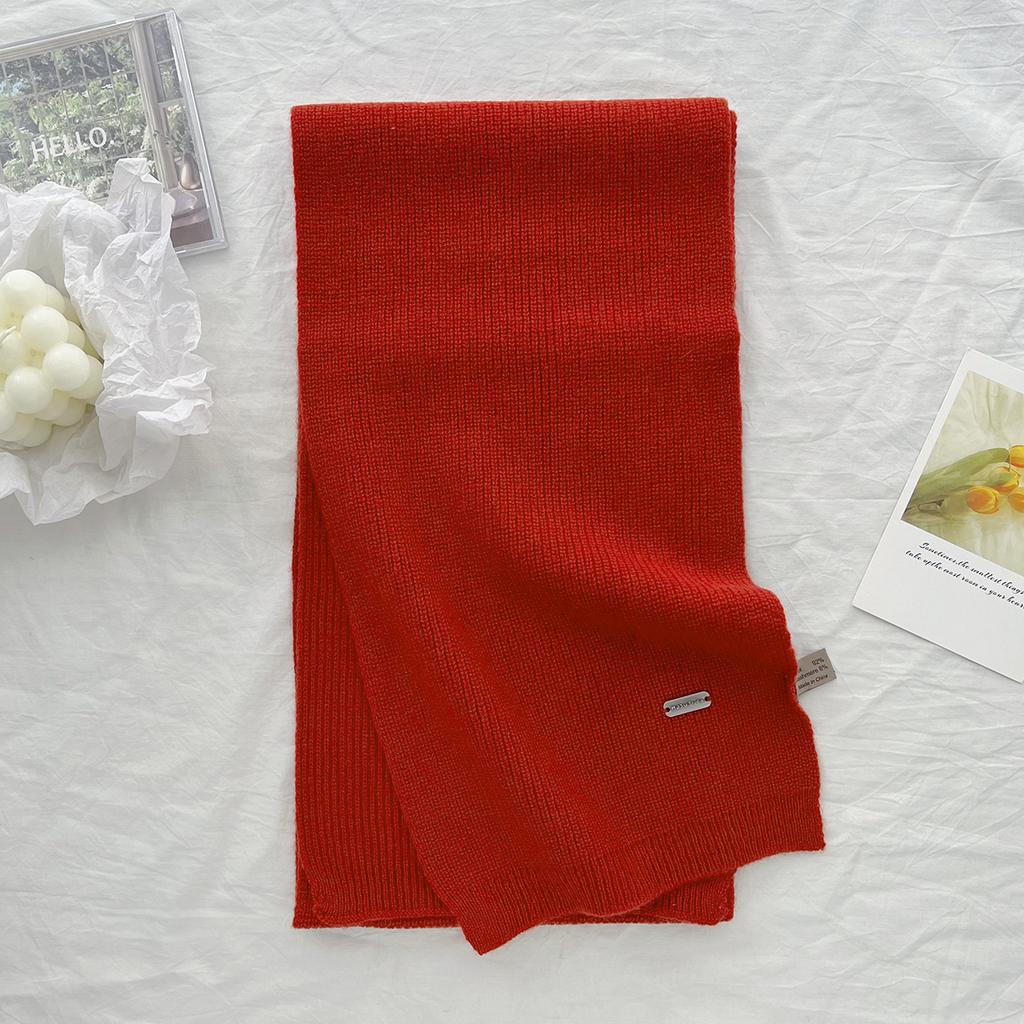 New 100% Wool Scarf Winter  Solid Color Warm and Cold proof Women's Scarf Fashion Versatile Knitted Scarf