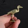 Retro Brass Crane Figurines Miniatures Tea Pet Small Animal Statue Crafts Collection Office Desk Ornament Lucky Home Decorations