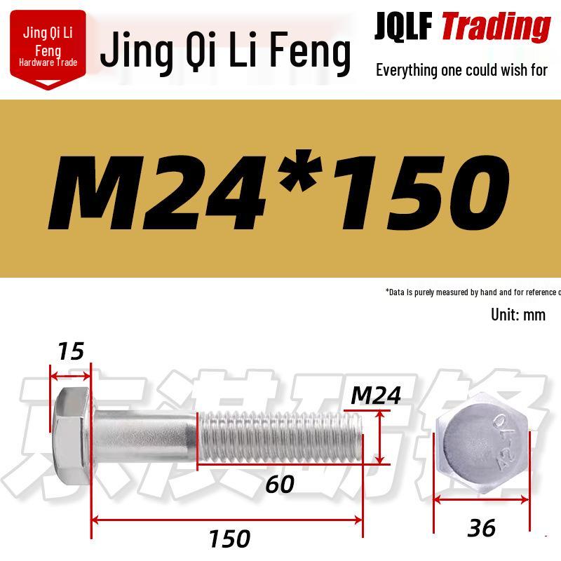 201 Stainless Steel Hex Head Bolt, Half Thread, M6-M30 Threaded Rod