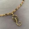 British Retro Tourmaline Handmade Necklace - Gold-Plated Brass with Scorpion Archer Design