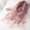 Four Season silk wool scarf women hijab pashmina shawls wrap Blanket Floral Pashmina Embroidery Scarves Foulard high quality