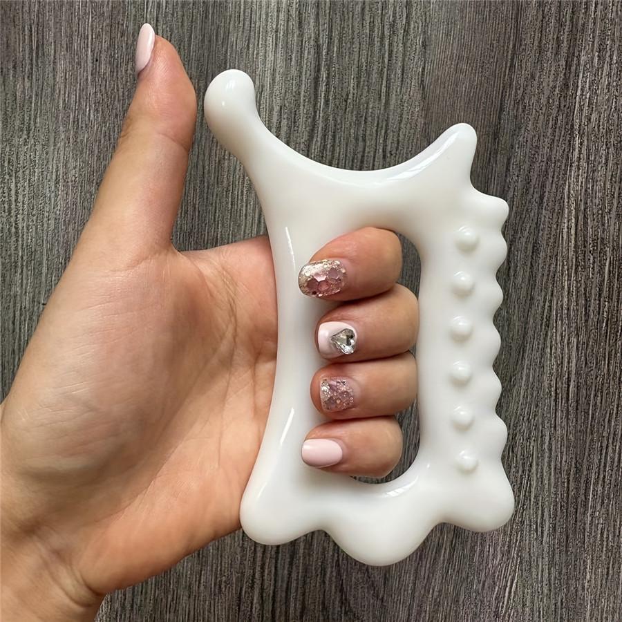 Ergonomic Wave Edge Thumb Massage Tool - PP Material for Deep Tissue Relaxation, Facial Contouring & Acupressure, All-Season Use