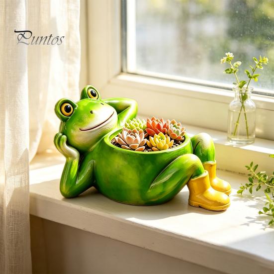 Kleine Vetplant Pot Binnen Schattige Liggende Kikker Plantenbak, Decoratieve Hars Plantenpot, Grappige Plantenbakken voor Planten Container Buiten Bloemen