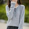 Women's Retro Color Block 100% Wool Round Neck Sweater - Slimming, Versatile, Stylish Knitwear for Autumn/Winter