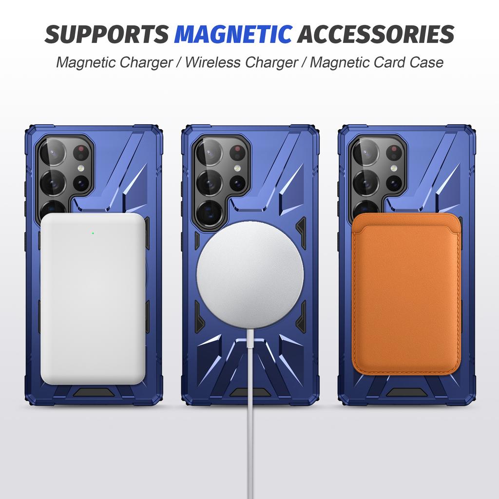 For Samsung Galaxy S25 Ultra Magnetic Case Kickstand TPU PC Phone Cover