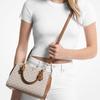 Michael Kors Mk Crossbody Logo Letter Badge Coated Canvas Small Bucket Handbag Medium Women Handbag Gold Ivory Brown 32F2G6AC1B-149